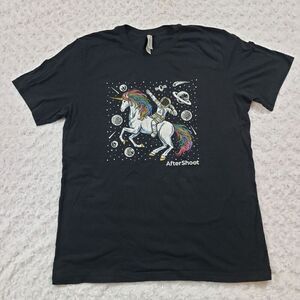 Womens XL Astronaut unicorn graphic shirt outer space multicolor planets univers